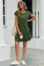 Wenrine Womens Army Green Ruffle Hem Mini T Shirt Dress