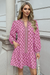 Wenrine Womens Pink Boho Babydol Mini Dress