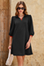Wenrine Womens Black 3/4 Sleeve Mini Dress
