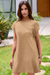 Wenrine Women's Brown Crewneck Loose Fit T-Shirt Dress