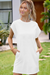 Wenrine Women's White Crewneck Loose Fit T-Shirt Dress