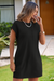 Wenrine Women's Black Crewneck Loose Fit T-Shirt Dress