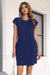 Wenrine Womens Navy Cap Sleeve Crewneck T-Shirt Dress