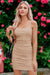 Wenrine Womens Khaki Ribbed Slim Bodycon Dress