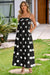 Wenrine Womens Black Polka Dot Spaghetti Strap Smocked Maxi Dress