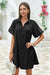 Wenrine Women's Black Flowy Button Down Shirt Dress