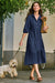 Wenrine Navy Button Down Collared Maxi Dress