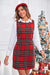 Wenrine Womens Red Plaid Christmas Overall Mini Dress