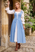 Wenrine Womens Blue 2 Piece Lace Up Dress