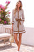 Wenrine Womens Brown Striped Button Down Mini Shirt Dress