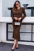 Wenrine Womens Brown Midi Sweater Dress