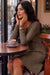 Wenrine Womens Brown Embroidery Ribbed Dresses