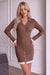 Wenrine Womens Brown Button Down Mini Dress