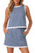 Wenrine Womens White Gingham Tank Skirt Set