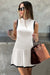 Wenrine Womens White Knit Pleated Ribbed Sweater Dress