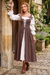 Wenrine Womens Coffee 2 Piece Lace Up Dress