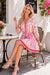 Wenrine Womens Dark Pink Floral Mini Dress
