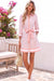 Wenrine Womens Pink Striped Button Down Mini Shirt Dress