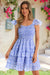 Wenrine Women Blue Ruffle Layered Swingh Babydoll Sundress