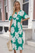 Wenrine Womens Green Flutter Floral Side Slit Pleated Maxi Dress