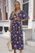 Wenrine Womens Navy Flutter Floral Side Slit Pleated Maxi Dress
