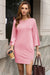 Wenrine Womens Pink Slit Loose Shift T Shirt Dress