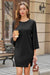 Wenrine Womens Black Slit Loose Shift T Shirt Dress