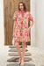 Wenrine Womens Yellow Floral Puff Sleeve V Neck Dress