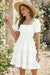 Wenrine Womens White Smocked Off Shoulder Ruffle Babydoll Dress