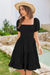 Wenrine Womens Black Smocked Off Shoulder Ruffle Babydoll Dress