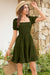 Wenrine Womens Army Green Smocked Off Shoulder Ruffle Babydoll Dress