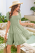 Wenrine Womens Light Green Smocked Off Shoulder Ruffle Babydoll Dress