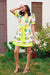 Wenrine Womens Yellow Floral Button Down Dress with Belt