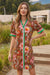 Wenrine Womens Brown Floral Button Down Ruffle Mini Dresses