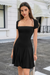 Wenrine Womens Black Ruffle Swing A Line Cute Party Club Dress