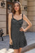 Wenrine Womens Black Spaghetti Strap Polka Dot Ruffle Dresses