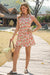 Wenrine Womens White Floral Button Down Collared Ruffle Dress