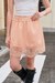Wenrine Womens Pink Lace Satin High Waist Cute Skirts