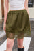 Wenrine Womens Army Green Lace Satin High Waist Cute Skirts