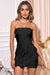 Wenrine Women's Black Sexy Mesh Ruffle Bodycon Dress