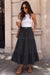 Wenrine Womens Black Long Denim Skirt