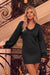 Wenrine Womens Black Long Sleeve Sweater Dress