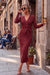 Wenrine Womens Burgundy Sweater Midi Dress