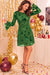 Wenrine Womens Green Floral Long Sleeve Party Dress