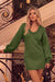 Wenrine Womens Army Green Long Sleeve Sweater Dress
