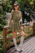 Wenrine Womens Army Green Lace Mini Dresses