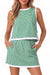Wenrine Womens Green Gingham Tank Skirt Set