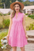 Wenrine Womens Bright Pink Lace Eyelet Swing Tank Dresses