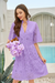 Wenrine Womens Violet Lace Eyelet Ruffle Tiered Tunic Dresses