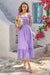 Wenrine Womens Violet Smocked Tie Strap Ruffle A Line Dress